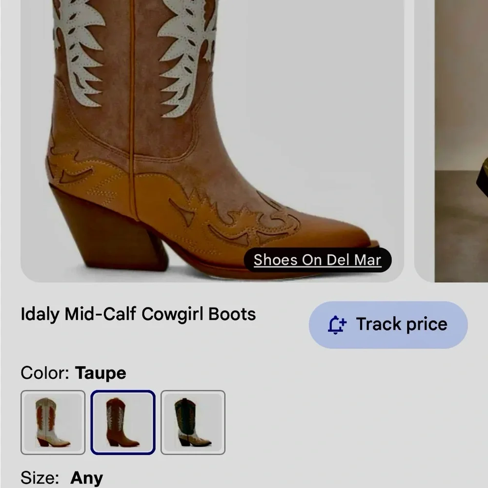Tan and White Western Cowboy Boots - Picture 3 of 5